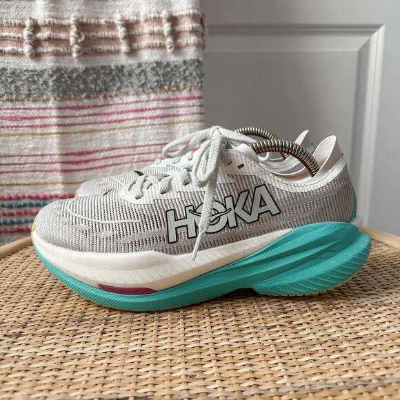 Hoka One One Mach X 2 White Aqua Road Running Sneakers Women’s Size 7 - Picture 4 of 8